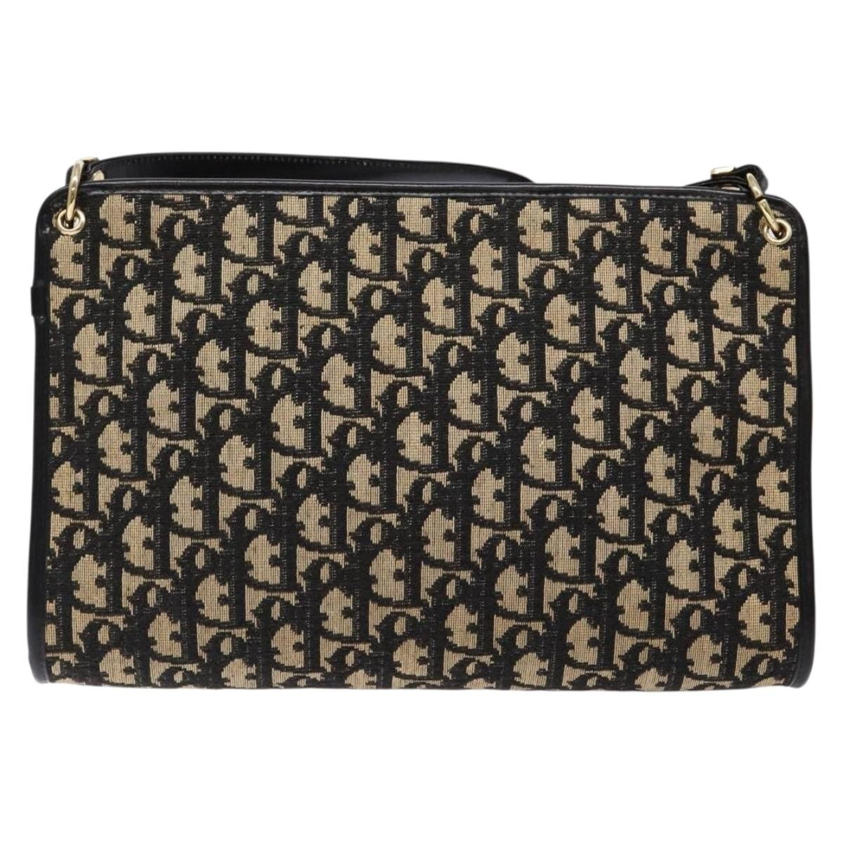 Christian Dior Vintage Trotter Shoulder Bag Canvas, NAVY, CANVAS, Shoulder bag