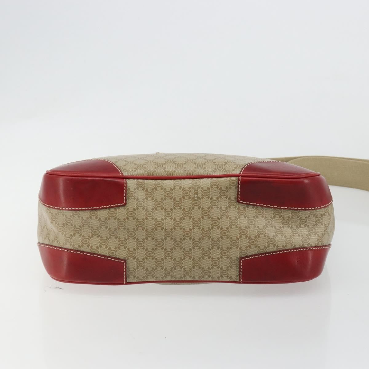 Celine Macadam Shoulder Bag PVC Leather, Beige, Canvas, Shoulder Bag