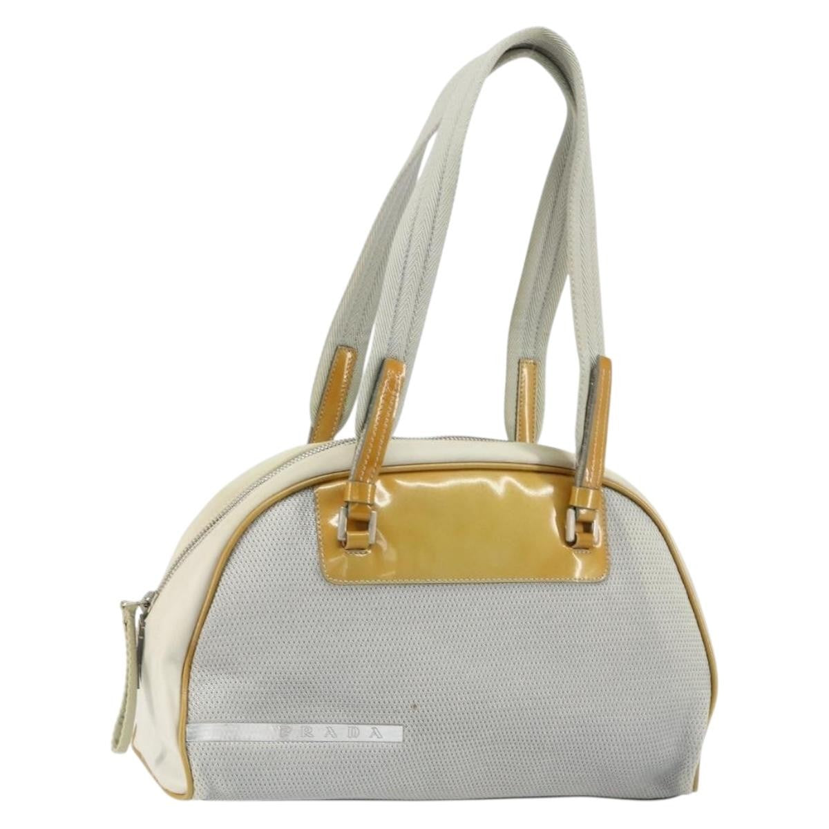 Prada Vintage Zip Handbag Tessuto, Silver, Nylon, Handbag