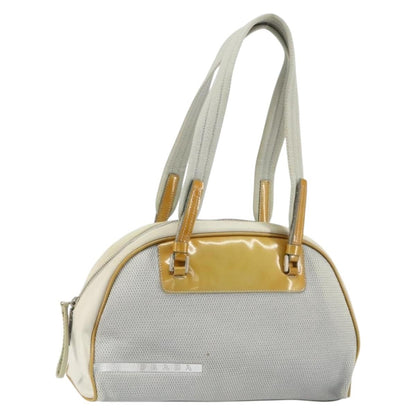 Prada Vintage Zip Handbag Tessuto, Silver, Nylon, Handbag