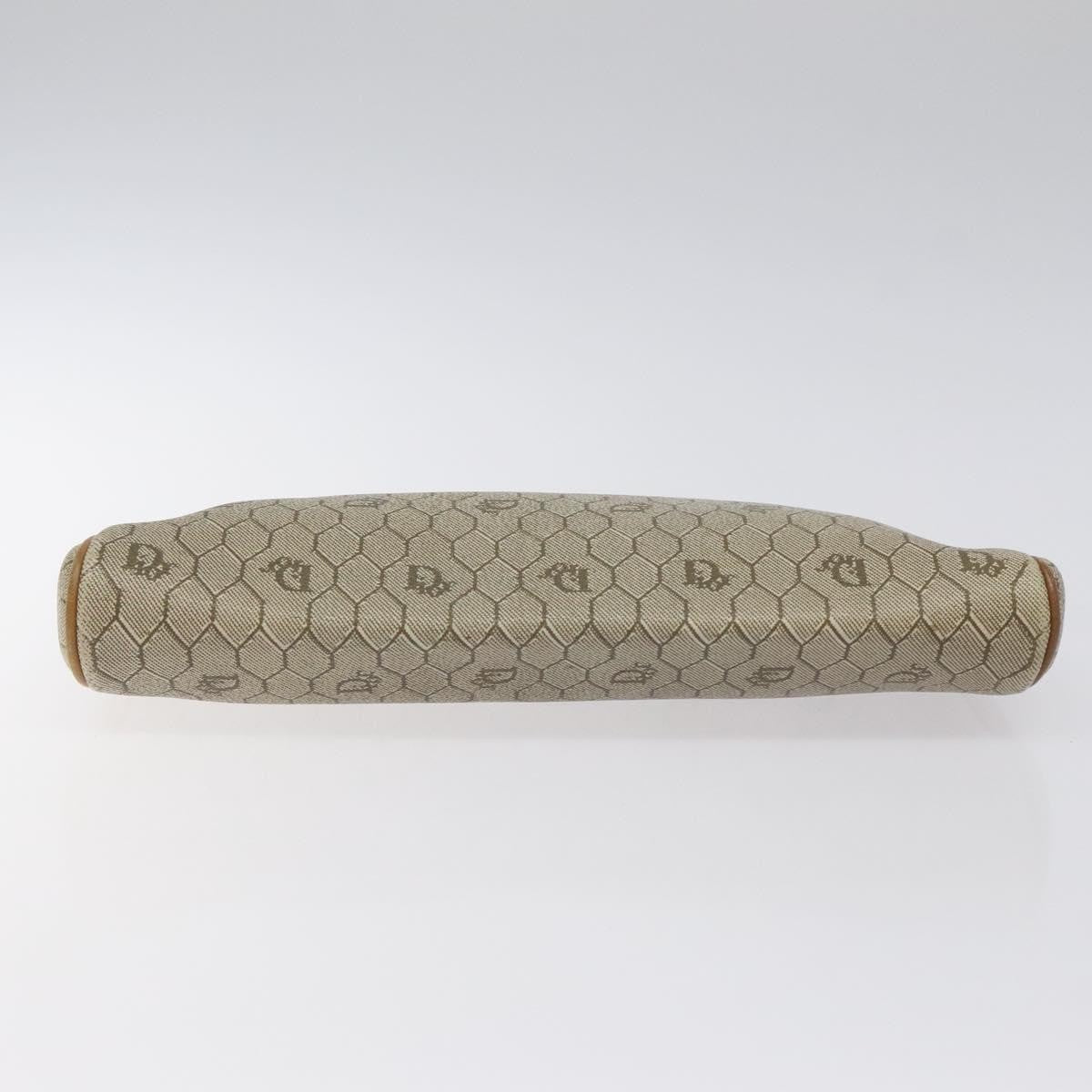 Christian Dior Vintage Honeycomb Zip Pouch Coated Canvas, BEIGE, CANVAS, Clutche & pouche