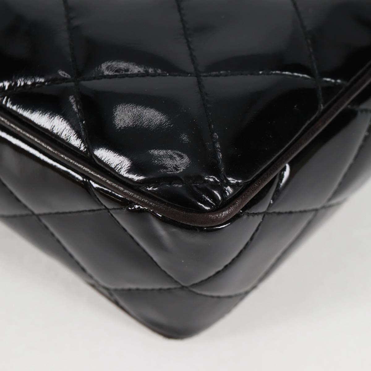 Chanel Vintage Square Front Pocket Camera Bag Quilted Patent, BLACK, PATENT_LEATHER, Crossbody bag