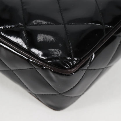 Chanel Vintage Square Front Pocket Camera Bag Quilted Patent, BLACK, PATENT_LEATHER, Crossbody bag