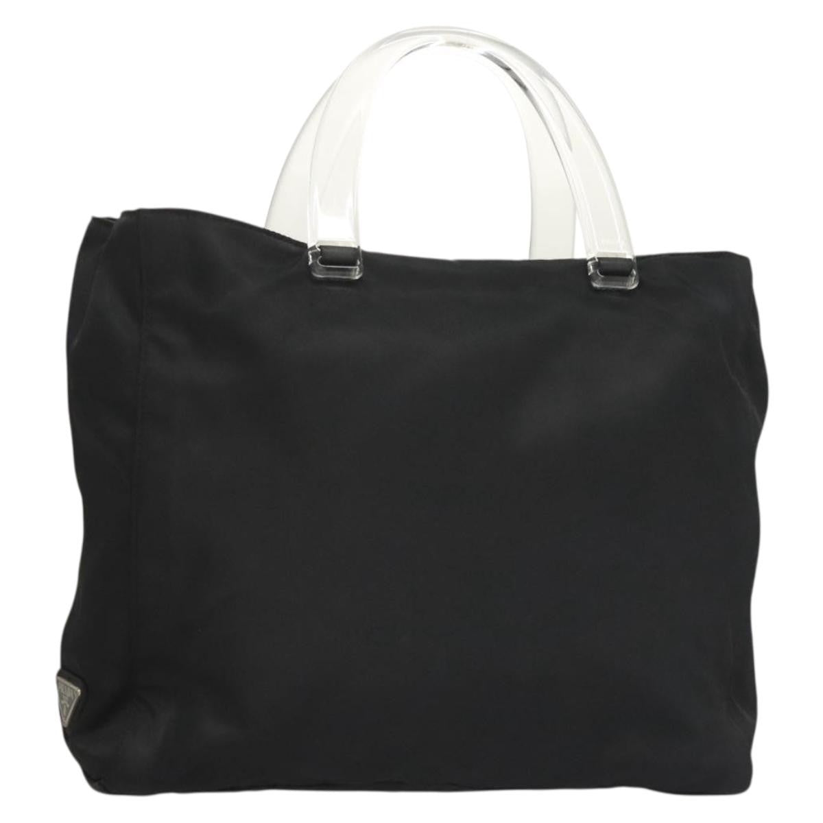 Prada Logo Flat Tote Bag. Nylon Tessuto, BLACK, NYLON, Handbag