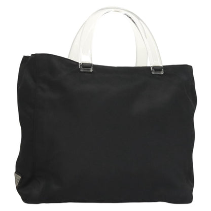 Prada Logo Flat Tote Bag. Nylon Tessuto, BLACK, NYLON, Handbag