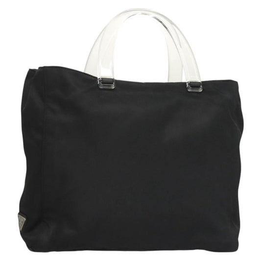 Prada Logo Flat Tote Bag. Nylon Tessuto, BLACK, NYLON, Handbag