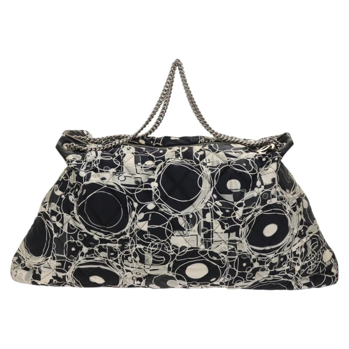 Chanel Kaleidoscope Chain Tote Quilted Printed Satin, BLACK, SILK, Tote bag