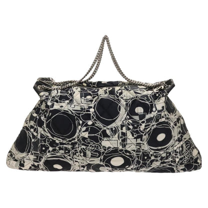 Chanel Kaleidoscope Chain Tote Quilted Printed Satin, BLACK, SILK, Tote bag