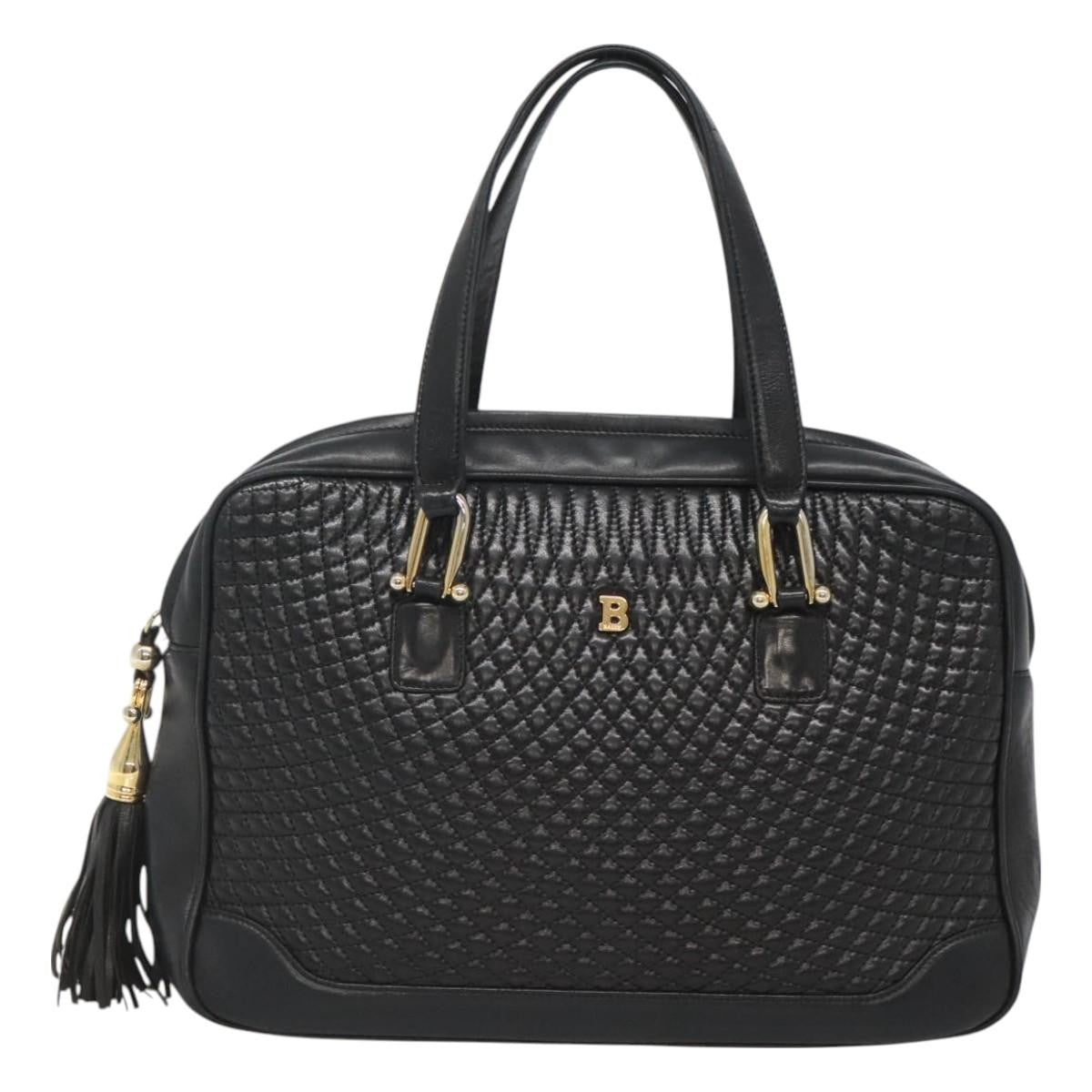 Bally Vintage Handbag Quilted Leather, Black, Leather, Handbag