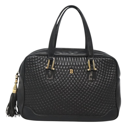 Bally Vintage Handbag Quilted Leather, Black, Leather, Handbag