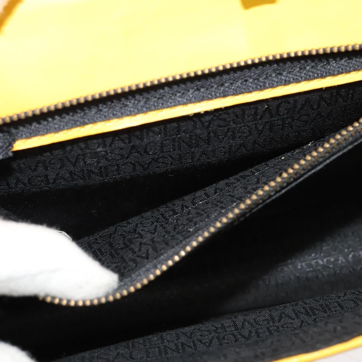 Versace Wristlet Pouch Leather, YELLOW, LEATHER, Clutche & pouche