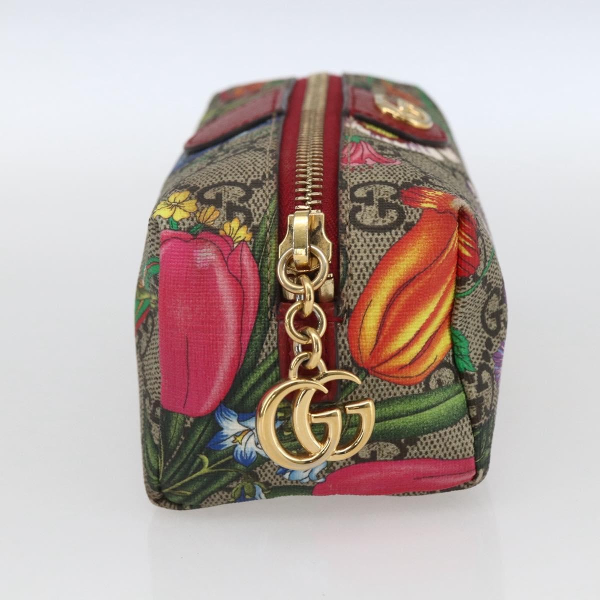 Gucci Ophidia Cosmetic Pouch Flora GG Coated Canvas, BEIGE, PVC, Clutche & pouche