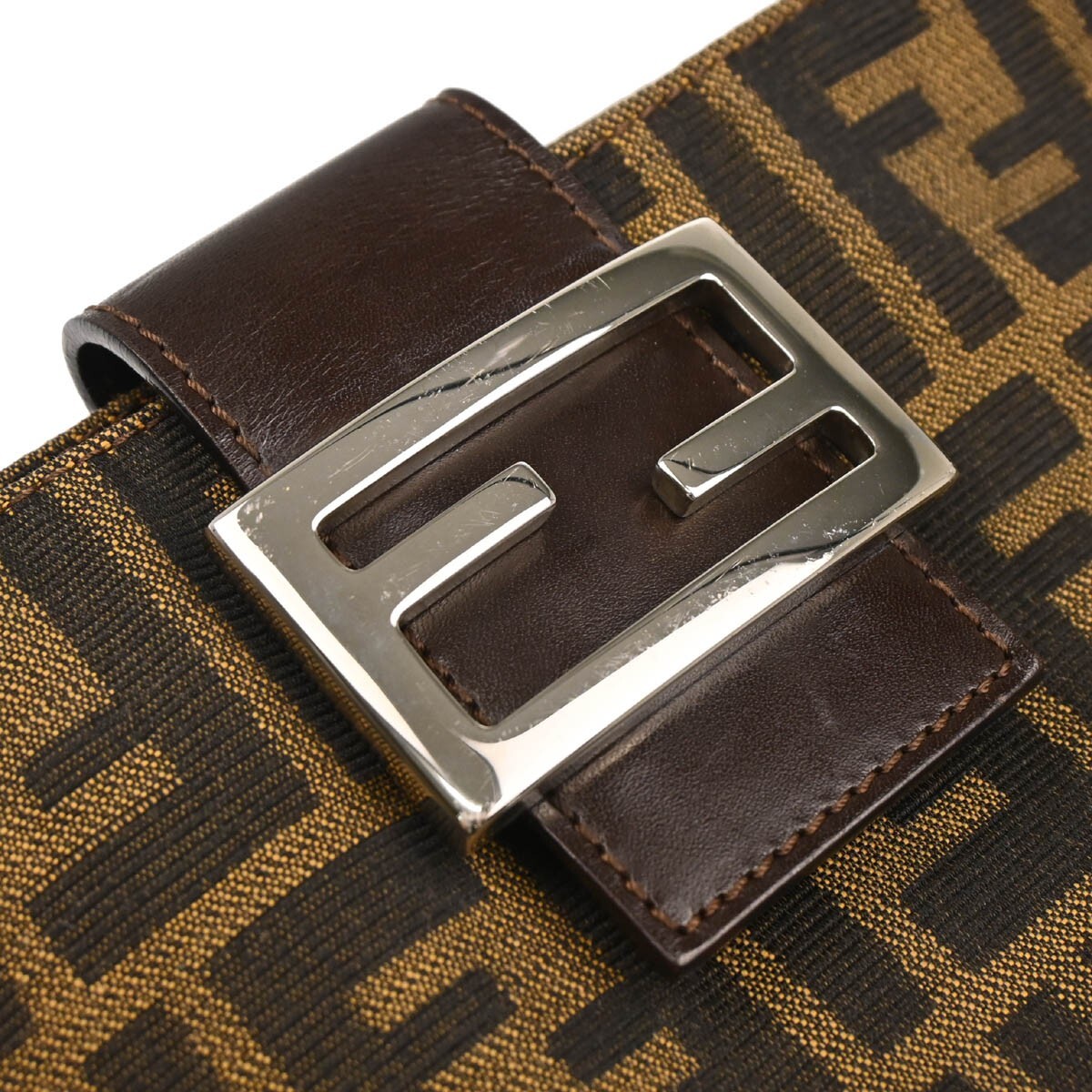 Fendi Baguette Pochette Zucca Canvas, BROWN, CANVAS, Shoulder bag