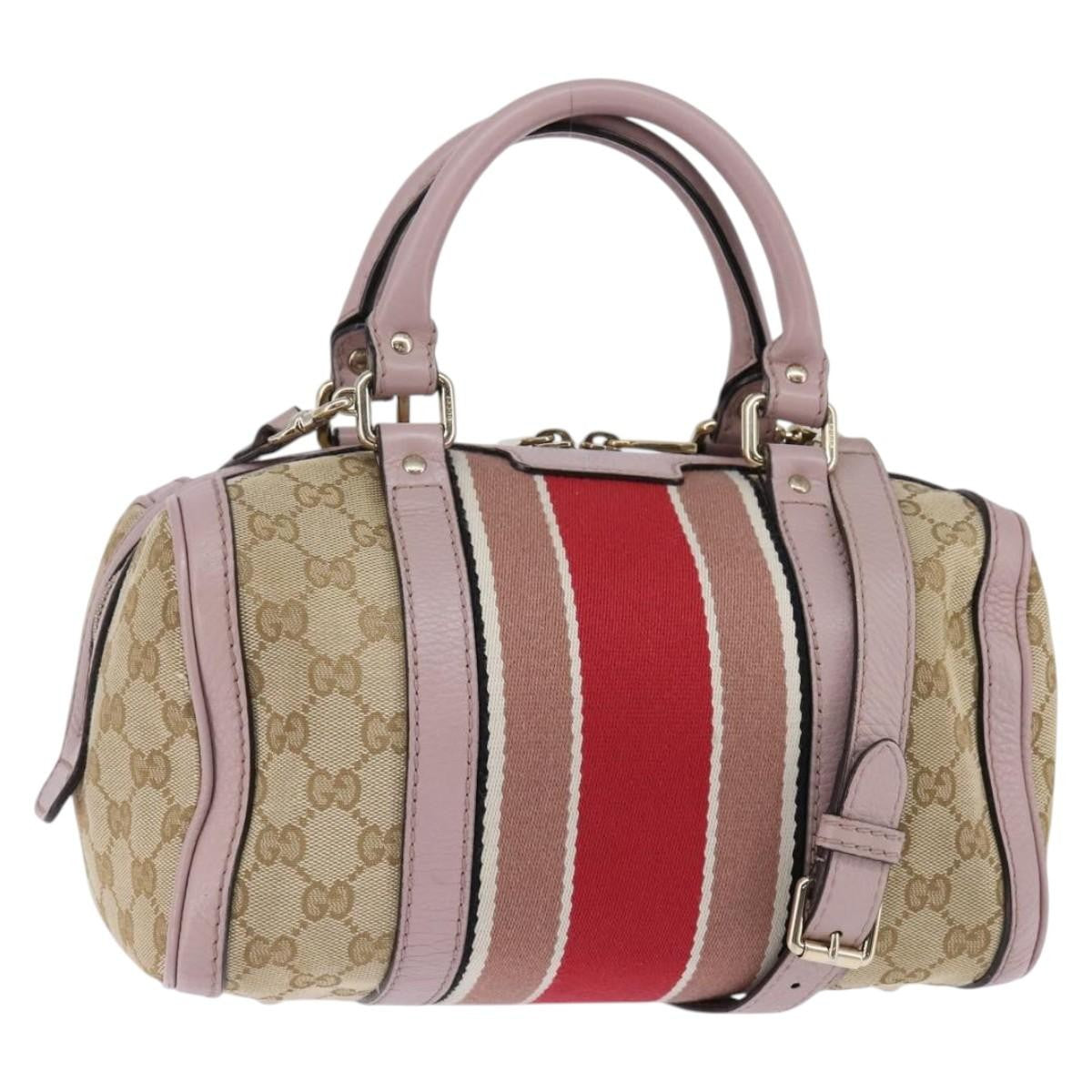 Gucci Vintage Web Boston Bag GG Canvas, BEIGE, CANVAS, Handbag