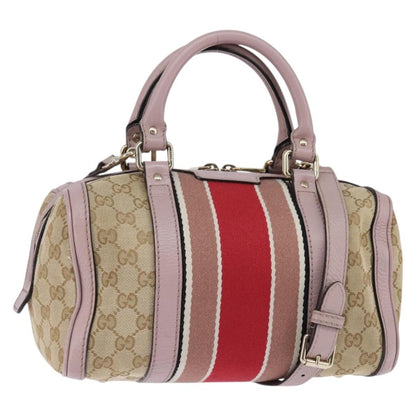 Gucci Vintage Web Boston Bag GG Canvas, BEIGE, CANVAS, Handbag