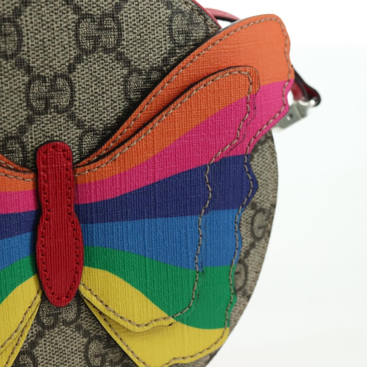 Gucci Kids GG Supreme Rainbow Butterfly shoulder bag GG canvas, Beige, PVC, Shoulder Bag