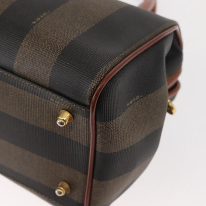 Fendi Vintage Pequin Convertible Boston Bag Coated Canvas, BROWN, CANVAS, Handbag