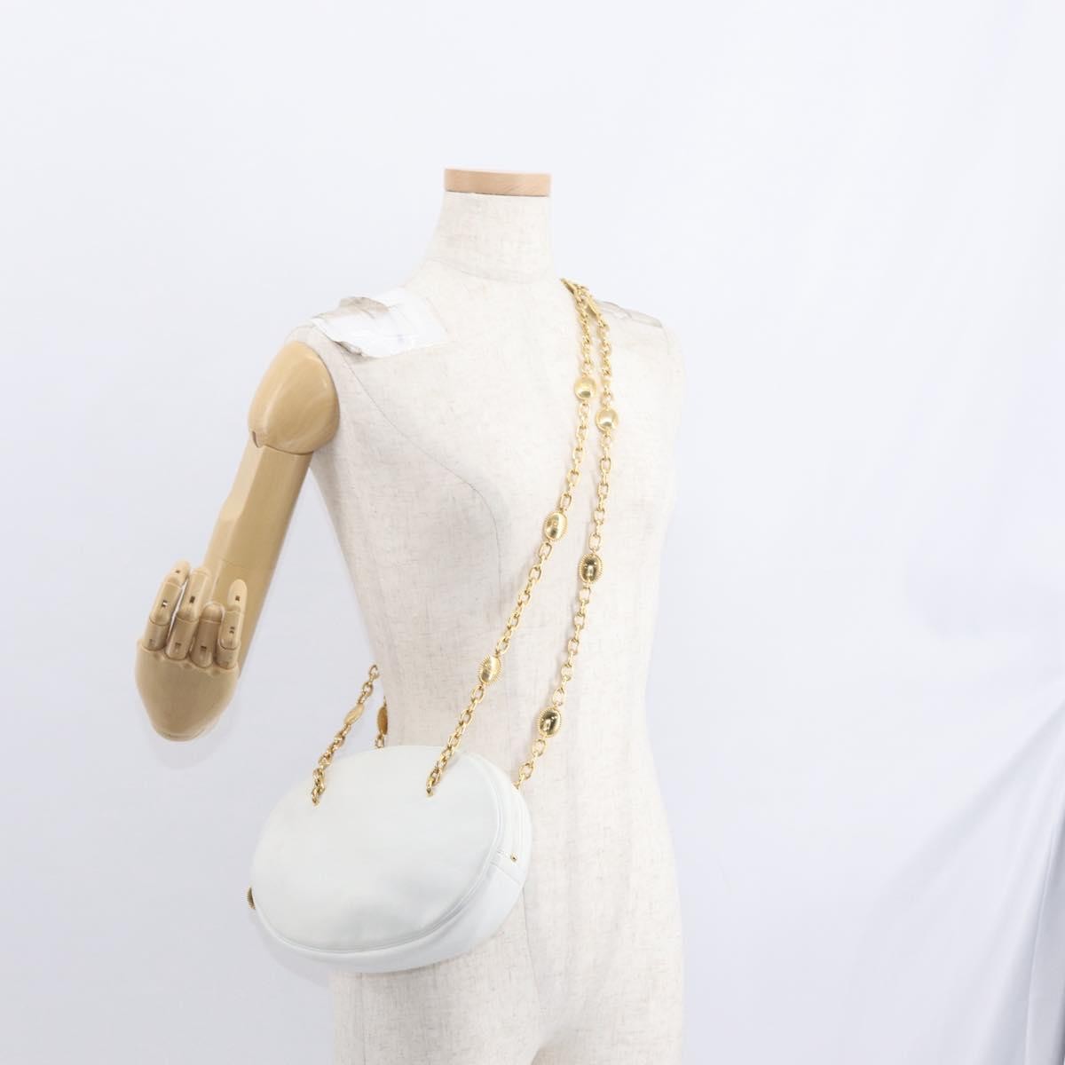 Christian Dior Vintage Zip Shoulder Bag Leather, WHITE, LEATHER, Shoulder bag