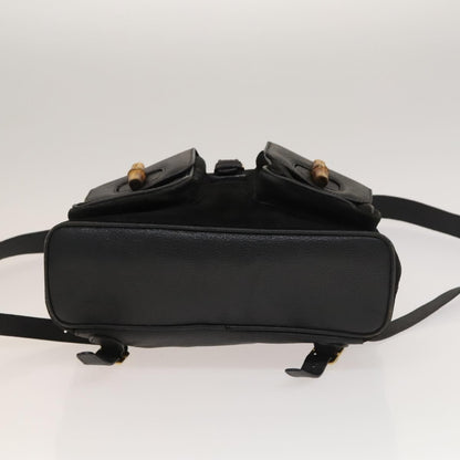 Gucci Vintage Bamboo Backpack Suede, BLACK, SUEDE, Backpack