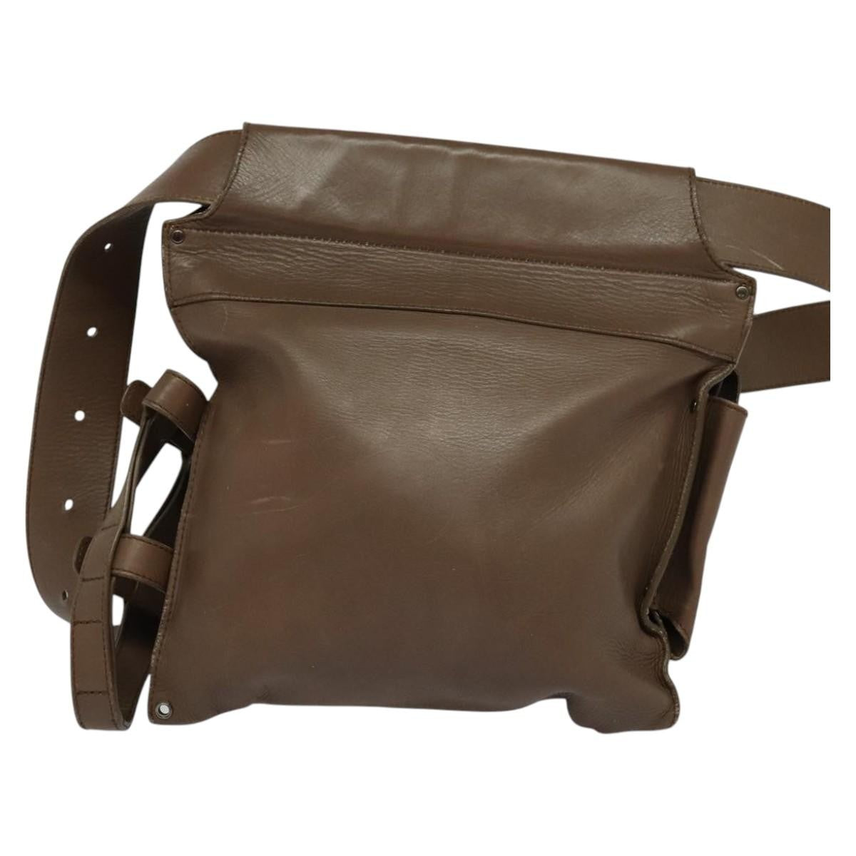 Bottega Veneta Zip Pocket Waist Bag Leather with Intrecciato, BROWN, LEATHER, Clutche & pouche