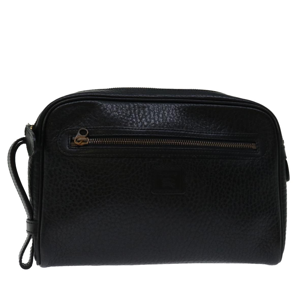 Burberry Zip Clutch Leather, BLACK, LEATHER, Clutche & pouche