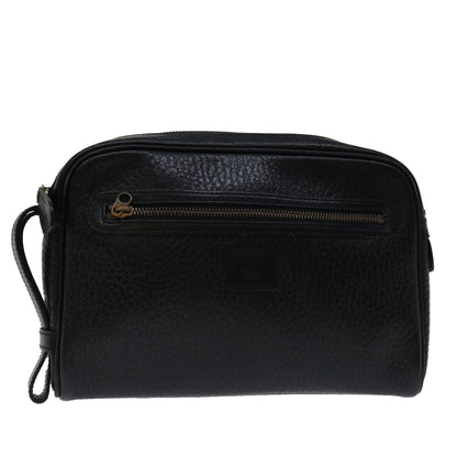 Burberry Zip Clutch Leather, BLACK, LEATHER, Clutche & pouche