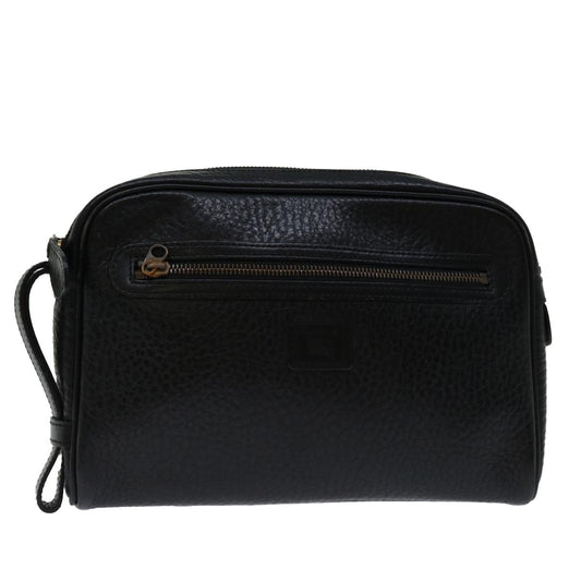 Burberry Zip Clutch Leather, BLACK, LEATHER, Clutche & pouche