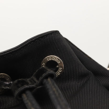 Gucci Vintage Bamboo Bucket Bag Nylon and Leather, BLACK, NYLON, Bag