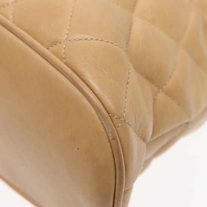 Chanel Vintage Chain Shoulder Bag Quilted Lambskin, BEIGE, LEATHER, Shoulder bag