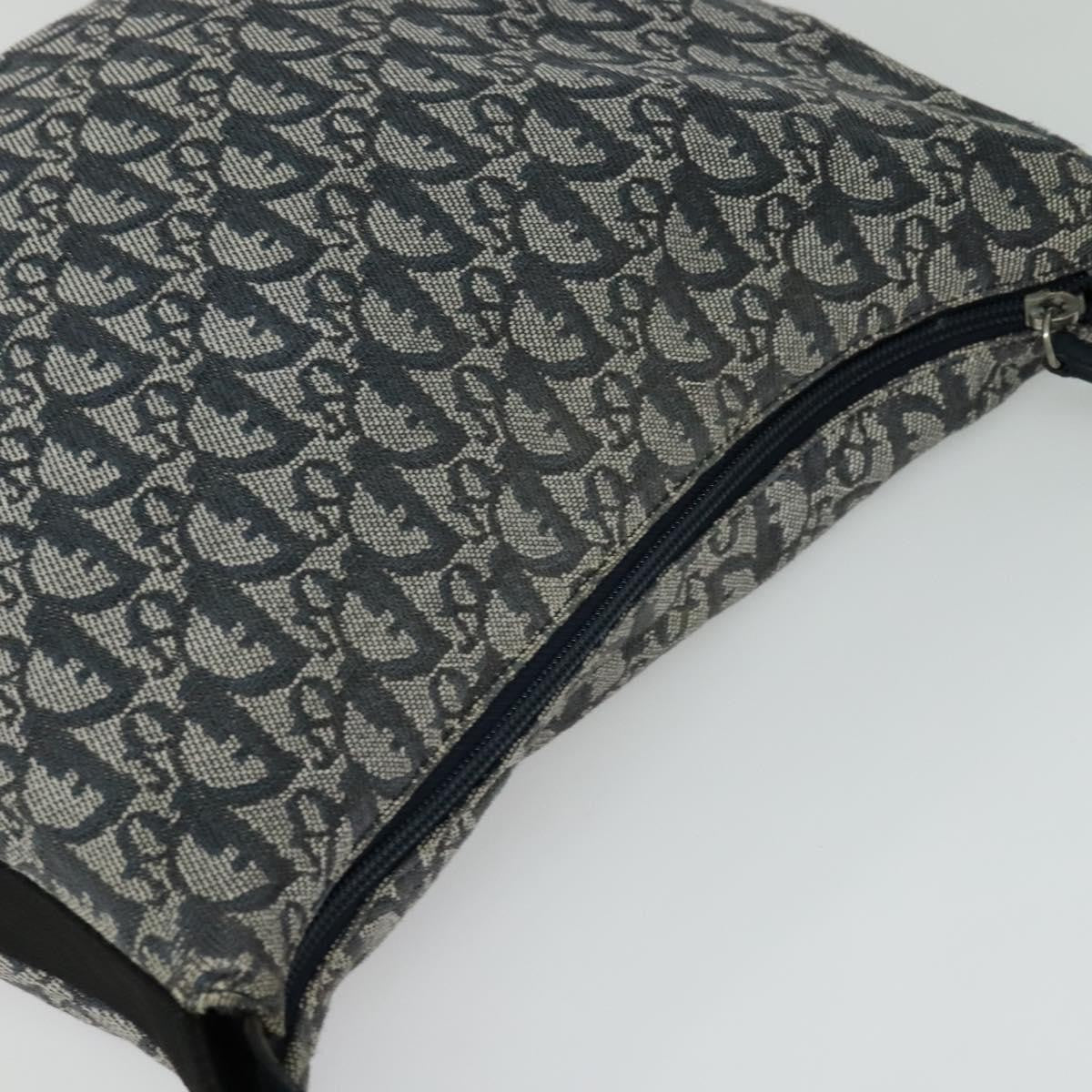 Christian Dior Vintage Zip Shoulder Bag Diorissimo Canvas, NAVY, CANVAS, Shoulder bag