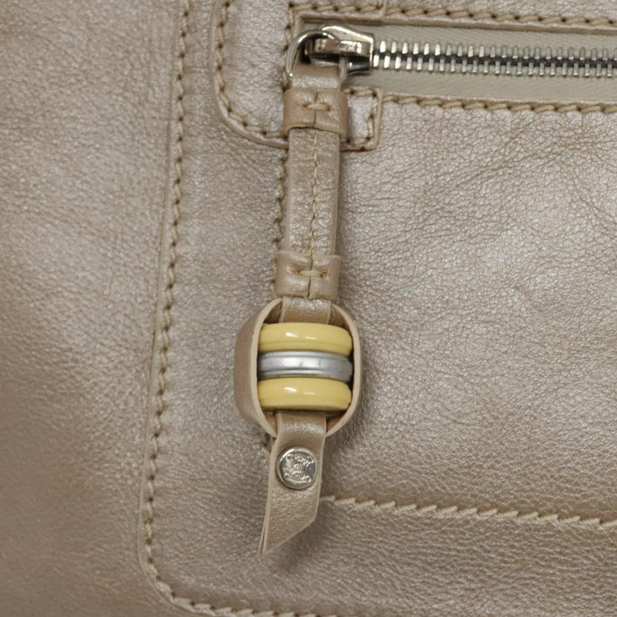 Celine Boogie Satchel Leather, GOLD, LEATHER, Handbag