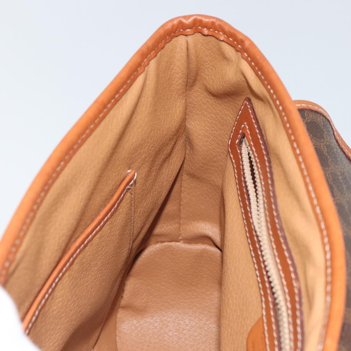 Celine Vintage Macadam Handbag Canvas, BROWN, PVC, Handbag