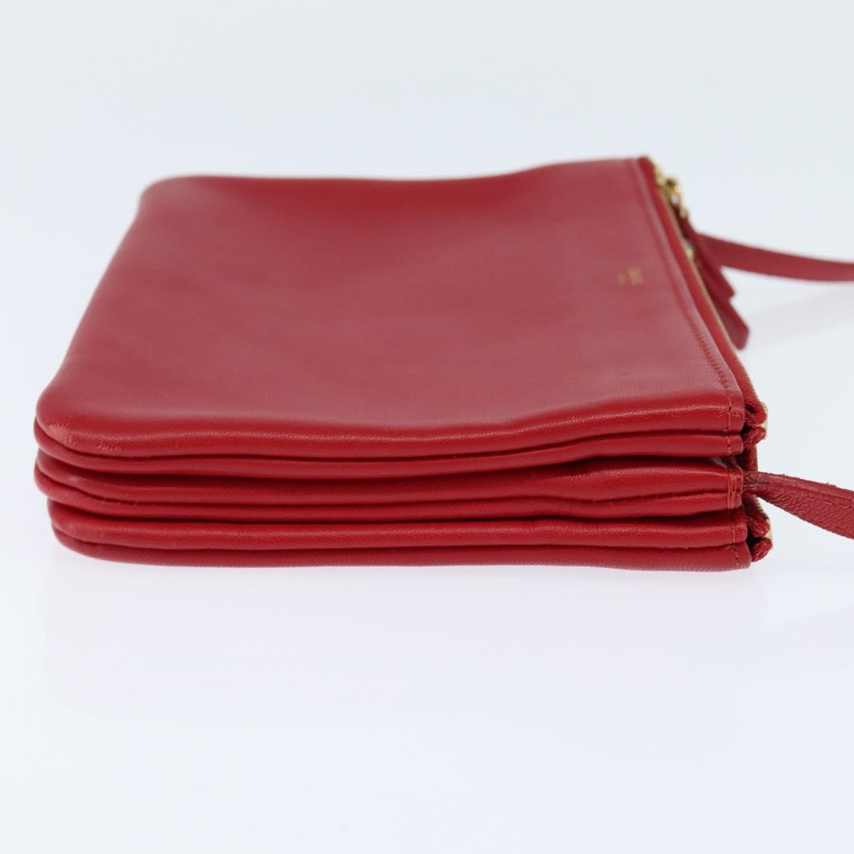 Celine Trio Crossbody Bag Leather, RED, LEATHER, Shoulder bag