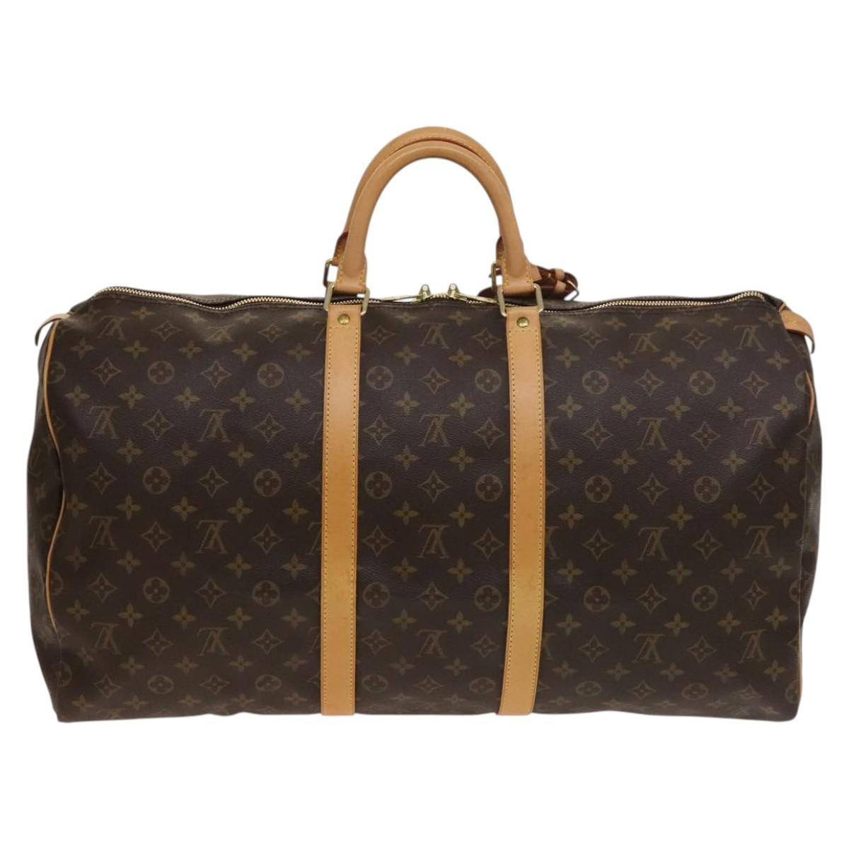 Louis Vuitton Keepall Bag Monogram Canvas, BROWN, CANVAS, Travel bag