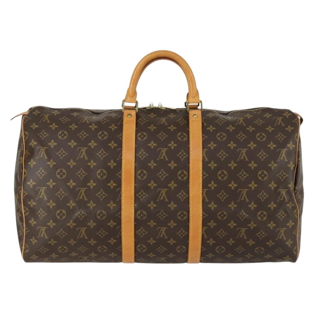 Louis Vuitton Keepall Bag Monogram Canvas, BROWN, CANVAS, Travel bag