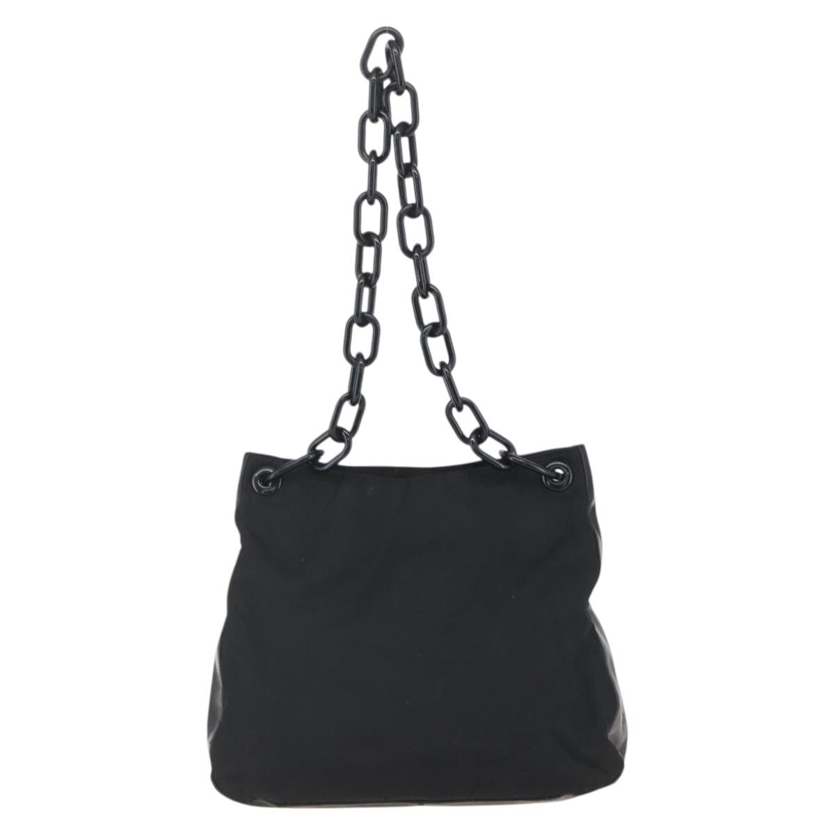 Prada Chain Shoulder Bag Tessuto, BLACK, NYLON, Shoulder bag