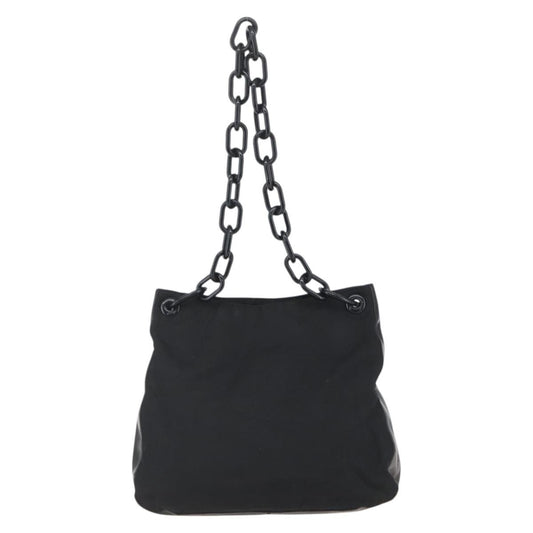 Prada Chain Shoulder Bag Tessuto, BLACK, NYLON, Shoulder bag