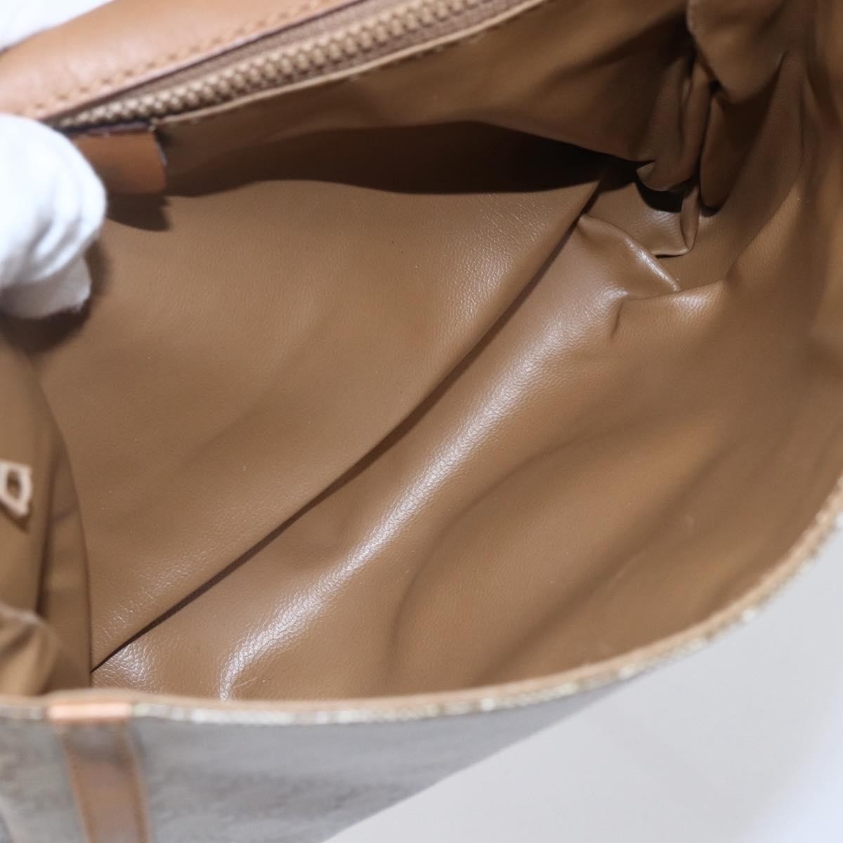 Celine Vintage Macadam Shoulder Bag Canvas and Leather, BEIGE, CANVAS, Shoulder bag