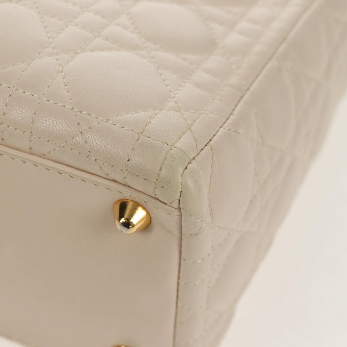 Christian Dior Vintage Lady Dior Bag Cannage, WHITE, LEATHER, Handbag