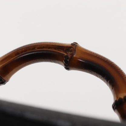 Gucci Vintage Bamboo Vanity Case Leather, NAVY, LEATHER, Handbag