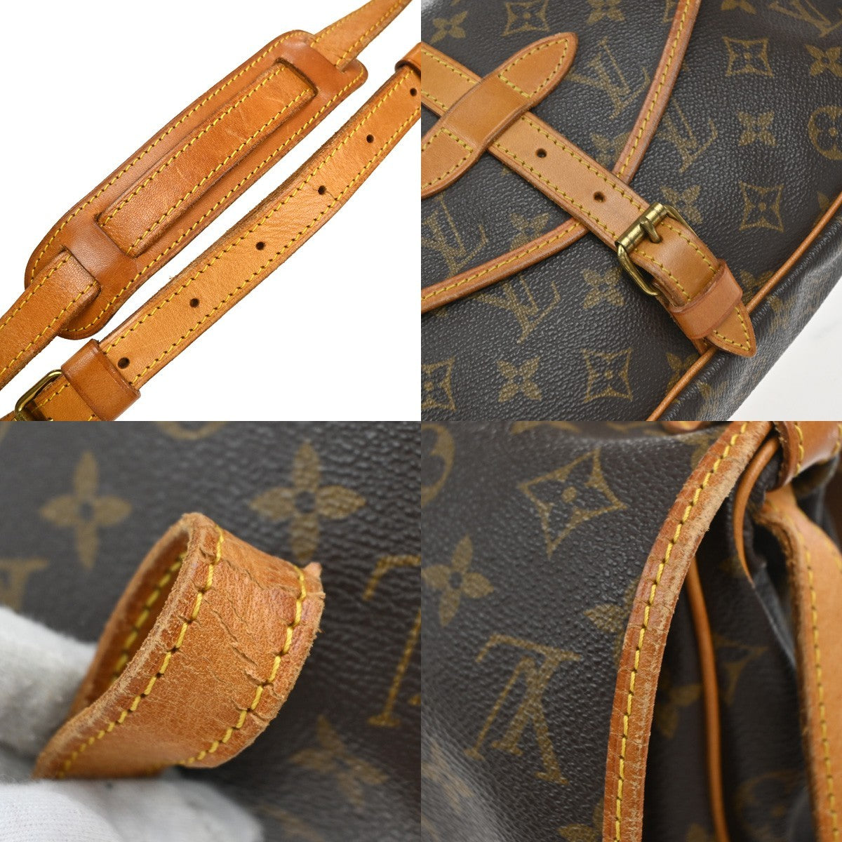 Louis Vuitton Saumur Handbag Monogram Canvas, BROWN, CANVAS, Shoulder bag
