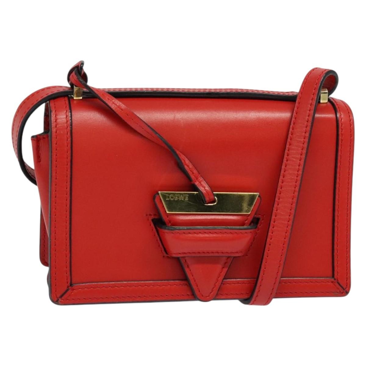 Loewe Barcelona Shoulder Bag Leather, RED, LEATHER, Shoulder bag