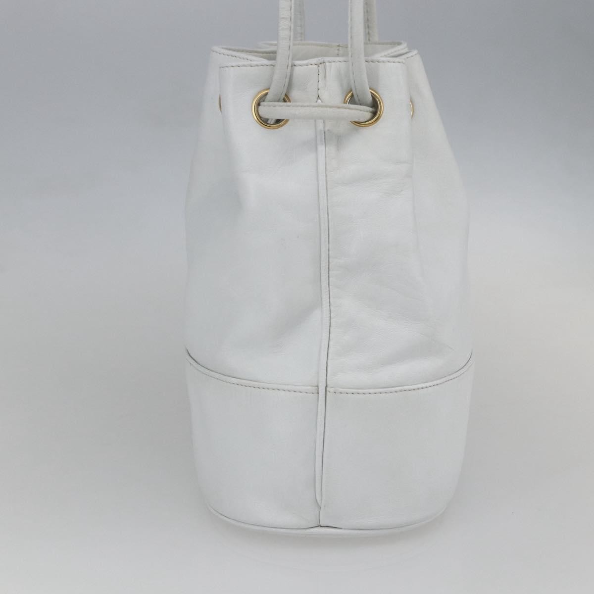 Chanel Vintage CC Drawstring Bucket Bag Caviar, WHITE, LEATHER, Shoulder bag