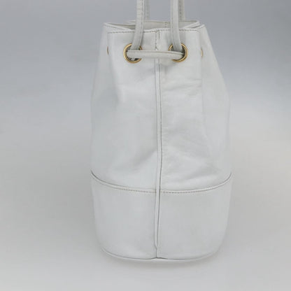 Chanel Vintage CC Drawstring Bucket Bag Caviar, WHITE, LEATHER, Shoulder bag