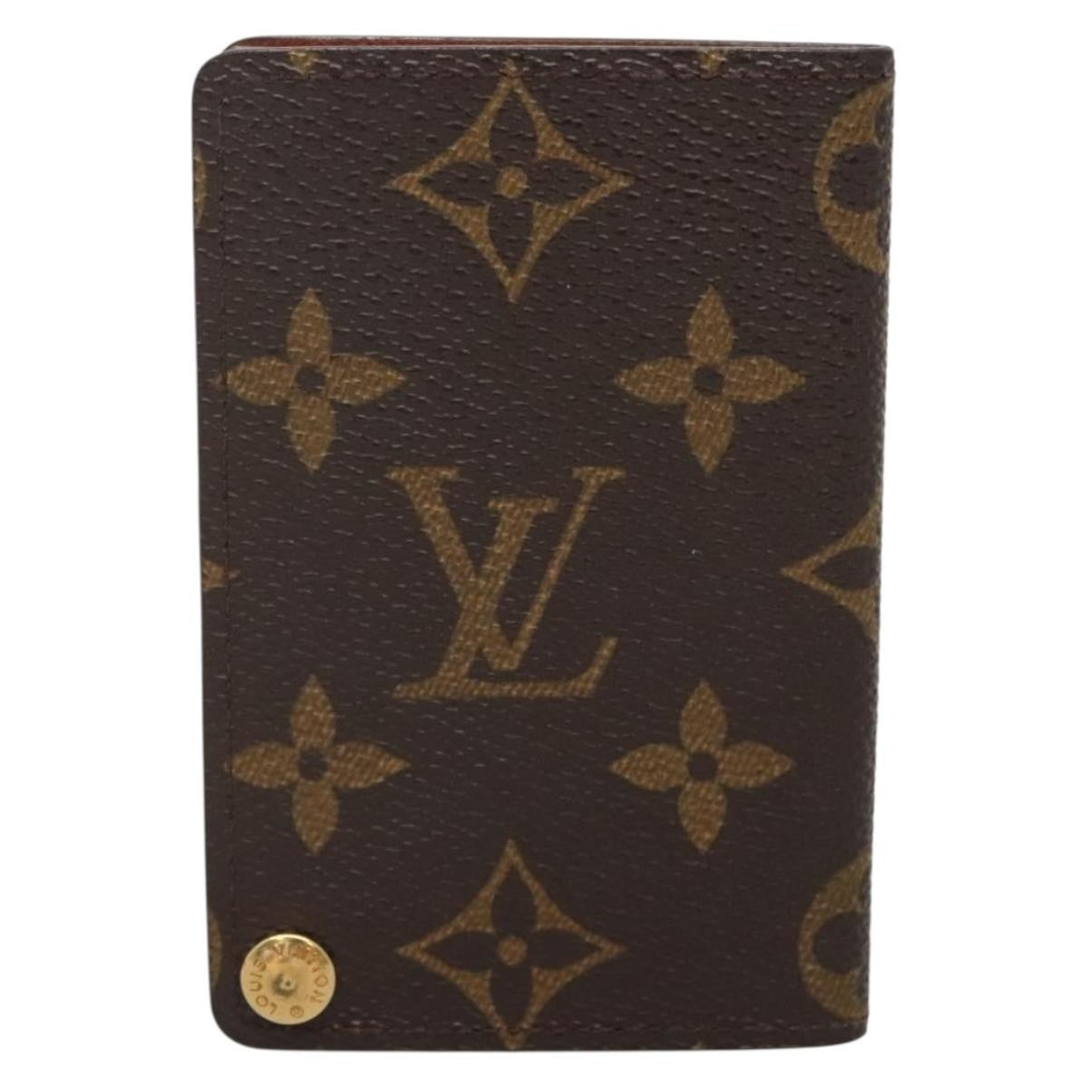 Louis Vuitton Porte Cartes Pression Card Case Monogram Canvas, BROWN, CANVAS, Card Holders