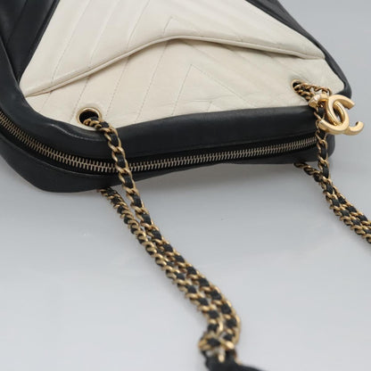 Chanel V Stitch Leather, WHITE, LEATHER, Handbag