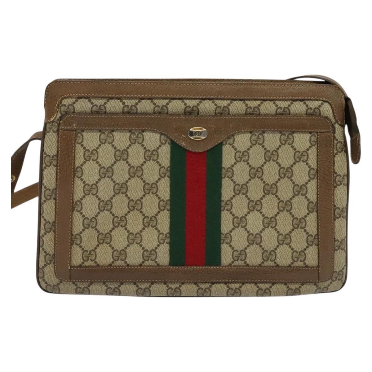 Gucci Vintage Shoulder Bag GG Coated Canvas, BEIGE, PVC, Shoulder bag