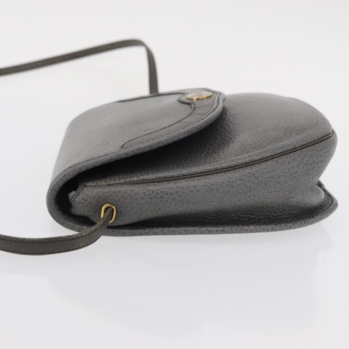 Christian Dior Vintage CD Logo Shoulder Bag Leather, GRAY, LEATHER, Shoulder bag