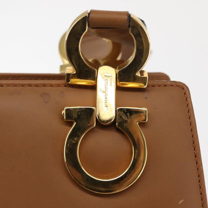 Salvatore Ferragamo Gancini Shoulder Bag Leather, BEIGE, LEATHER, Shoulder bag