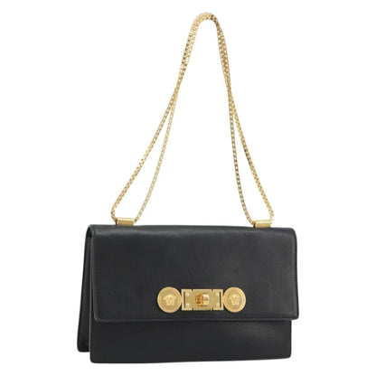 Versace Medusa Flap Chain Bag Leather, Black, Leather, Shoulder Bag